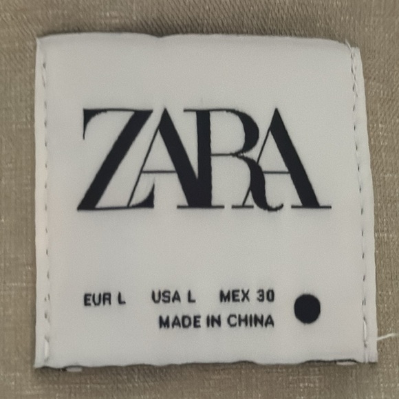 ZARA cream beige button front Shacket faux‎ leather oversized shirt top Sz L - Picture 6 of 8